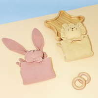 Adorable Doudou Lapin en Mousseline pour Bébé, Couverture de Sécurité, Tête Douce, Peluche à Câliner, Lapin Sommeil Nourrisson