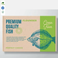 Boîte d'emballage personnalisée pour flétan congelé, carton recyclable écologique, filet de poisson plat, carton de vente au détail pour fruits de mer