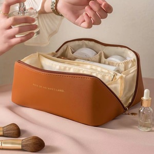 Rose Of No Mans Land Cosmetic Bag Multi Layered Travel Toiletry <b>Case</b> Portable <b>Makeup</b> Storage Organizer Brown - Product Image 1