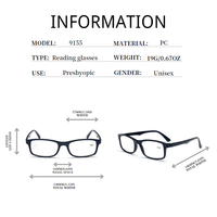 XB9155 Slim unisexe lunettes de lecture 1pc PC cadre carré bonne qualité presbytie lunettes correctives en marron