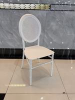 Chaises de banquet rondes Phoenix Chiavari en PP, blanches transparentes, pour événements, mariages, salon, appartement, hôpital, parc