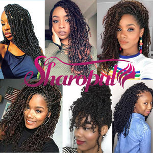 Extensions de <span class=keywords><strong>cheveux</strong></span> synthétiques pré-torsadées <span class=keywords><strong>pour</strong></span> tresses au crochet, Bomb Twists pré-bouclées <span class=keywords><strong>pour</strong></span> Spring Passion Twist - Product Image 6