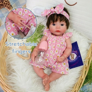 Poupées Reborn en <span class=keywords><strong>vinyle</strong></span>, corps entier, 18 pouces, réalistes, nouveau-né, prématuré, cheveux raides, jouet doux, cadeau pour enfants de 3 ans et plus - Product Image 1