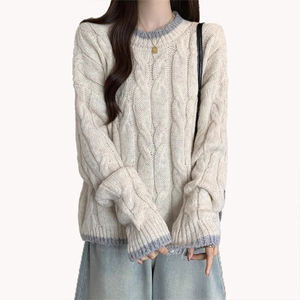 เสื้อไหมพรมถักทรงหนา สไตล์ลำลองสำหรับฤดูหนาว รุ่นใหม่ล่าสุด ไซส์ใหญ่ เนื้อผ้านุ่ม หนา ความยาวปานกลาง เหมาะสำหรับผู้หญิง - Product Image 4