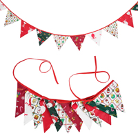 Vente directe, publicité extérieure, fête de Noël, bannière en polyester, couleur blanche, drapeaux en guirlande, fanions triangulaires
