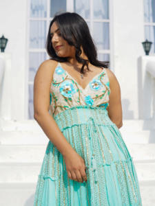 Robe maxi bohème brodée turquoise pour femmes, robe longue fluide à superpositions, élégante, ethnique, pour les vacances, légère - Product Image 2