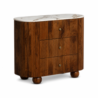 Table console avec panneau de tiroir cannelé, commode à bords arrondis avec grand espace de rangement, plateau de table effet marbre