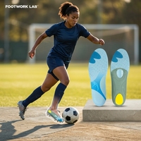 Semelles orthopédiques de soutien de la voûte plantaire en PU/Nylon avec plaque en gel Poron, tissu imprimé, légères, respirantes, confortables pour la marche - FOOTWORK LAB