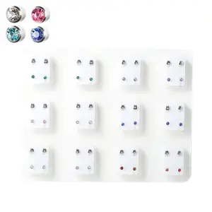 Stainless steel Painless Nails Piercing Jewelry Special Drill Ear Stud Fashionable CZ Zircon with Lip Pattern Navel Body Jewelry