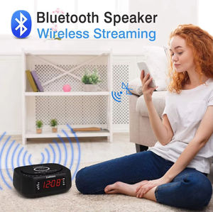 Boombox CD avec charge sans fil, lecteur DVD, double haut-parleurs stéréo et horloge numérique et alarme, centre de musique portable - Product Image 3