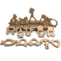 Jouet de dentition créatif pour enfants TK, en bois de hêtre poli, motif animal de dessin animé, avec perles détachables pour bébés