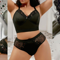 Ensemble de lingerie sexy pour femme, style Europe et Amérique, en jersey ajouré, avec soutien-gorge push-up amincissant pour forte poitrine