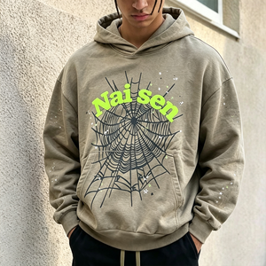 ผู้ผลิต <span class=keywords><strong>OEM</strong></span> เสื้อฮู้ดดี้ผ้าฝ้าย 100% สไตล์วินเทจ ล้างสีแบบแอซิด ลายกราฟฟิตีตัวอักษร 450gsm ฮู้ดดี้ Y2K สวมใส่สบายสำหรับผู้ชาย - Product Image 3