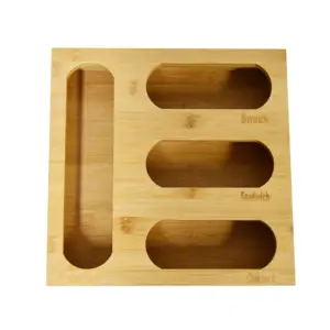 caixa titular 6l Suppliers-Ziplock organizador de bolsa, suporte para gaveta, bambu, organizador de cozinha