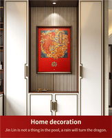 Peinture murale inspirante Longmen avec carpe suspendue, en laiton et bois massif, faite à la main, mobile, taille personnalisable pour bureau, entrée, salon
