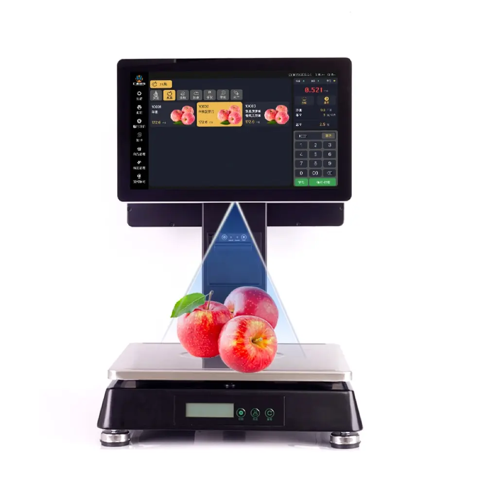 Professionele Aangepaste 15.1 Ai Inch Dual Touch Screen Digitale Elektronische Pos-Systemen Machine Weegschaal