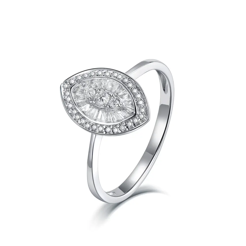 SKA Simple Diamond Jewelry Design 18K White Gold Ring Diamond Engagement Wedding RIng For Women