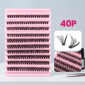 Ensemble de <span class=keywords><strong>cils</strong></span> en grappe faits à la main B&ODIY avec colle PBT, naturels et doux, effet recourbé, fibres ultra-fines, longueurs mixtes 8-16 mm - Product Image 1