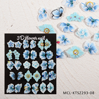 30 pcs/set Blue Series Handmade Nail Art Résine Fleurs Décorations 3D Kawaii Design Nail Charms Acrylique Fleurs Ornements Design
