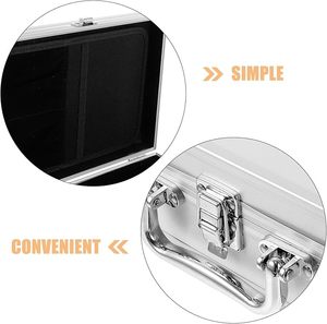Caja de herramientas de aleación de aluminio, maletín de metal portátil, organizador, estuche de almacenamiento compacto de mano para uso profesional y doméstico, color plateado - Product Image 5