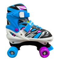 Patins à roulettes ajustables à quatre roues lumineuses pour enfants, en PU, pour garçons et filles