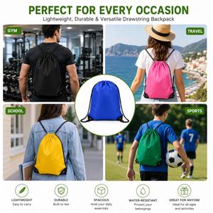 Custom Printing Logo Lightweight Polyester <b>Drawstring</b> <b>Backpack</b> Gym Sack Sports Bag Promotional Gift School Travel Cinch Bag - Product Image 2