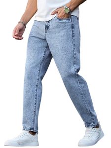 Jeans vintage délavés pour hommes, coupe ample, en denim, style streetwear décontracté pour le printemps, l'été, l'automne et l'hiver - Product Image 1