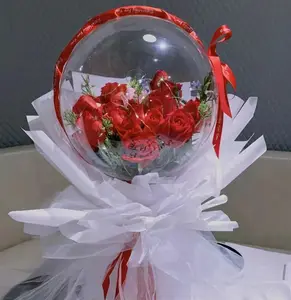 25Cm Acryl Bal Met Handvat Vakantie Feest Decoratie Acryl Bal Bloem Hoge Transparante Bal Valentines Dag Ballonnen Cadeau