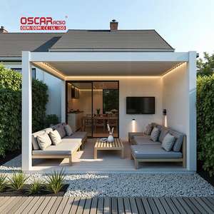 Pergola bioclimatique imperméable en aluminium pour <span class=keywords><strong>jardin</strong></span> extérieur, terrasse, patio, bord de piscine, abri d'ombrage pour la détente - Product Image 3