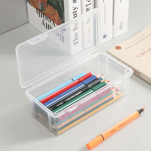 Transparent Pencil <b>Storage</b> Box Rectangle 1-3L Office Organizer Minimalist PP Plastic - Product Image 1