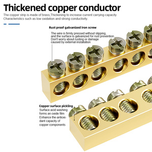<span class=keywords><strong>Base</strong></span> de terminal de riel YHKJ 6*9; Terminal de cobre de conexión a tierra; Tira de terminales extendida tipo puente alto de nailon europeo de gran corriente - Product Image 2