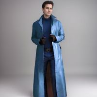 Veste de pardessus pour hommes d'automne avec style étendu couleur unie dieu mode Trench manteau vêtements d'extérieur longs
