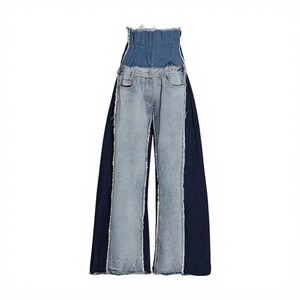Jeans en denim bleu à jambe large pour femme, taille haute, coupe décontractée, pantalon décontracté tendance, fabricant de logos personnalisés en gros - Product Image 1