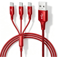 Câble de charge rapide USB A vers triple Type C 3 en 1, chargeur multi-appareils 60W, cordon de synchronisation de données pour plusieurs smartphones Type C