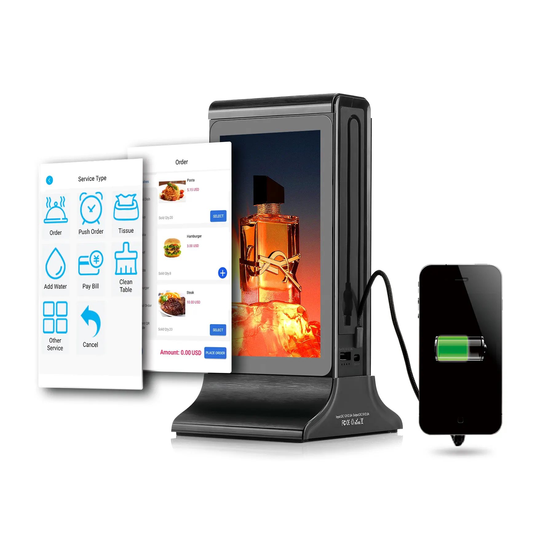 Yenilikçi masaüstü masa üstü çift taraflı Kiosk 8 inç dijital reklam ekranı 7 inç sipariş Tablet medya dokunmatik ekran reklamlar