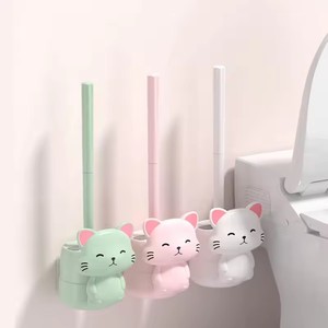 Cute Cartoon Kitten Toilet <strong>Brush</strong> Household Bathroom Cleaning <strong>Brush</strong> Wall-mounted <strong>Floor</strong> Dual-use Models Cleaning Toilet <strong>Brush</strong> - Product Image 2