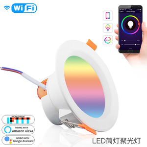 Đèn <span class=keywords><strong>LED</strong></span> Downlight WiFi Thông Minh APP Làm Mờ Ánh Sáng Điểm Tròn Tuya 7W 9W RGB Thay Đổi Màu Sắc Ấm Áp Ánh Sáng Mát Mẻ Làm Việc Với Alexa Google Home - Product Image 2