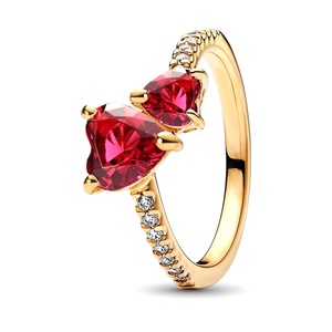 Anillos de Pareja Unisex <span class=keywords><strong>Pando</strong></span>, Chapados en Cobre Blanco, con Incrustaciones de Circonio en Forma de Corazón y Mariposa - Product Image 4