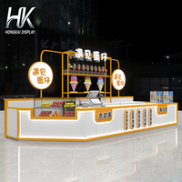 Vitrine personnalisable pour centre commercial, kiosque de restauration, comptoir durable et écologique avec éclairage LED pour magasin de détail et centre commercial