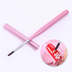 Pinceau à ongles en nylon à manche rose, pour nail art, motif floral ondulé, gravure de cristaux, stylo de peinture gel UV - Product Image 5