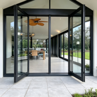 Porte intérieure en aluminium HUACAI Source Factory avec double vitrage trempé transparent pour la décoration de hall intérieur de villa