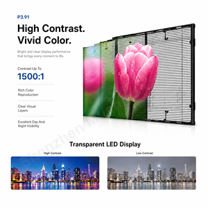 หน้าจอ LED โปร่งใส AIRT3.9-7.8-2000cd สำหรับเช่าในอาคาร P3.91  แผงวิดีโอวอลล์ดิจิทัลสีเต็มรูปแบบสำหรับใช้งานภายในอาคาร จอแสดงผล LED บนกระจก - Product Image 3