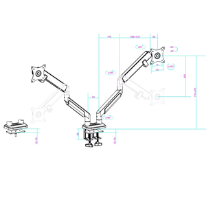 Support de moniteur de jeu <span class=keywords><strong>incurvé</strong></span> blanc, <span class=keywords><strong>bras</strong></span> réglable <span class=keywords><strong>pour</strong></span> deux moniteurs, support <span class=keywords><strong>pour</strong></span> écran de 17 à 38 pouces, inclinable, rotatif, pivotant, <span class=keywords><strong>bras</strong></span> de moniteur <span class=keywords><strong>PC</strong></span> - Product Image 2