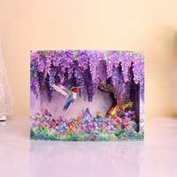 Cartes de vœux 3D écologiques pop-up pour la Saint-Valentin, la fête des mères, les anniversaires, Noël, avec des colibris, des fleurs, des oiseaux et des glycines