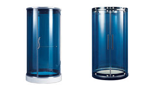 KMRY Cabine de douche coulissante en verre autonettoyante en acier inoxydable Cabine de douche ronde sans cadre Boîte de douche style sérigraphie - Product Image 3