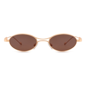 Gafas de Sol Ovaladas con Marco Dorado y Lentes Marrones, 100% Protección UV, Unisex para Adultos - Product Image 6