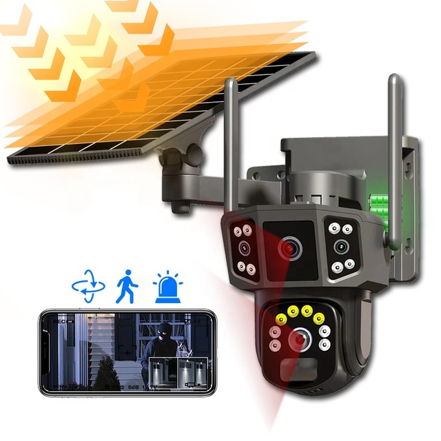 New V380 Pro 4k Solar Camera 4g Lte Signal Pir + Radar Dual Induction Detection Two-Way Audio Wifi Security Camera