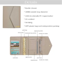 Hongbo A6 lézard cuir classeur portefeuille fermeture à glissière personnalisé 6 bague en or budget porte-documents dossier espèces enveloppes Inserts
