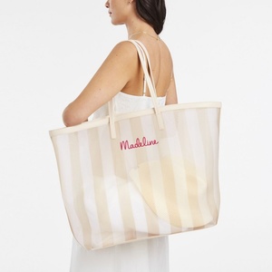 Borsa Tote Stile Vacanza, Borsa a Mano Portatile di Grande Capacità per il Tempo Libero in Spiaggia, Borsa da Spiaggia a Rete a Righe - Product Image 2