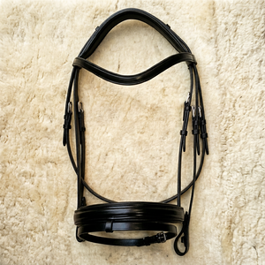 Brida de cuero genuino resistente con riendas, accesorios de equitación duraderos, equipo de entrenamiento ecuestre, proveedor al mejor precio - Product Image 1